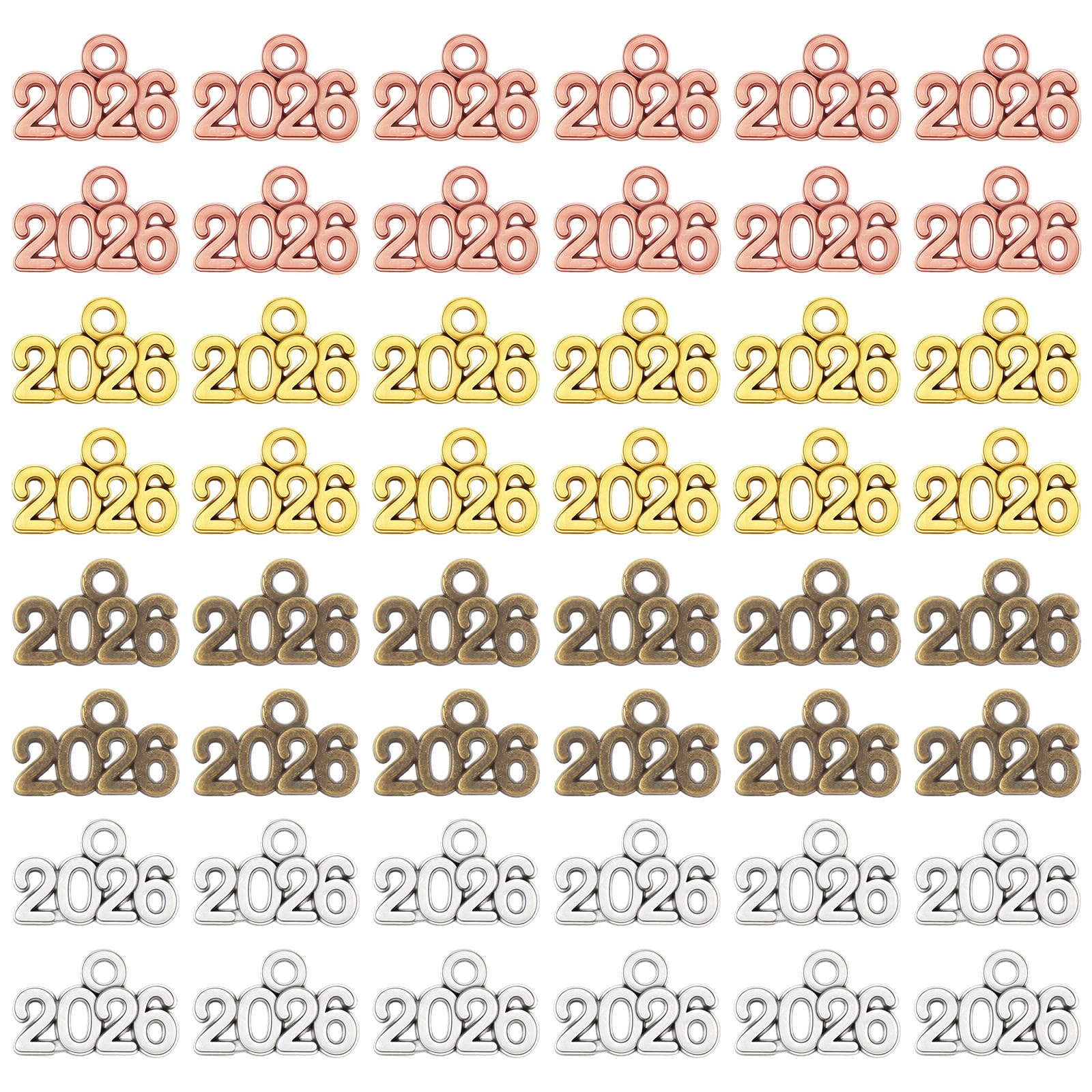 Photo 1 of Apojgitn 120PCS 2026 Charms, Colorful Metal Year Signet, Mini Graduation Pandents for Jewelry Making Accessories Crafting Parties DIY Necklace Bracelets & Keychain, New Years Eve Gift - 6 Colors