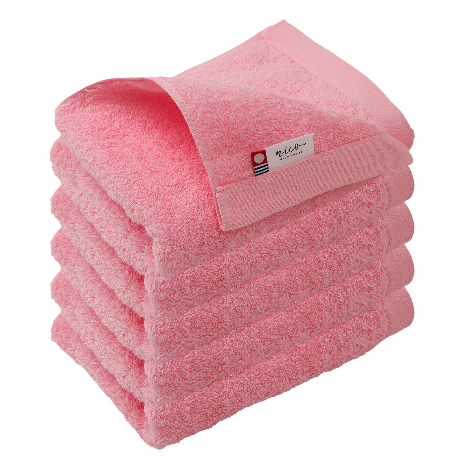 Imabari Towels, Nico Face Towels, Set of 5, Resort Hotel Towels, 13.4 x 33.5 inches (34 x 85 cm), Soft to the Touch, Luxury Hotel Specifications, Fluffy, 100% Cotton, Solid Color, Made in Japan (Ice :