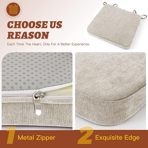 Miniatura 4 de Focuprodu Juego de 4 cojines para sillas. Cojines suaves para sillas de cocina para interiores y exteriores, cojines de silla de 16 x 16 pulgadas