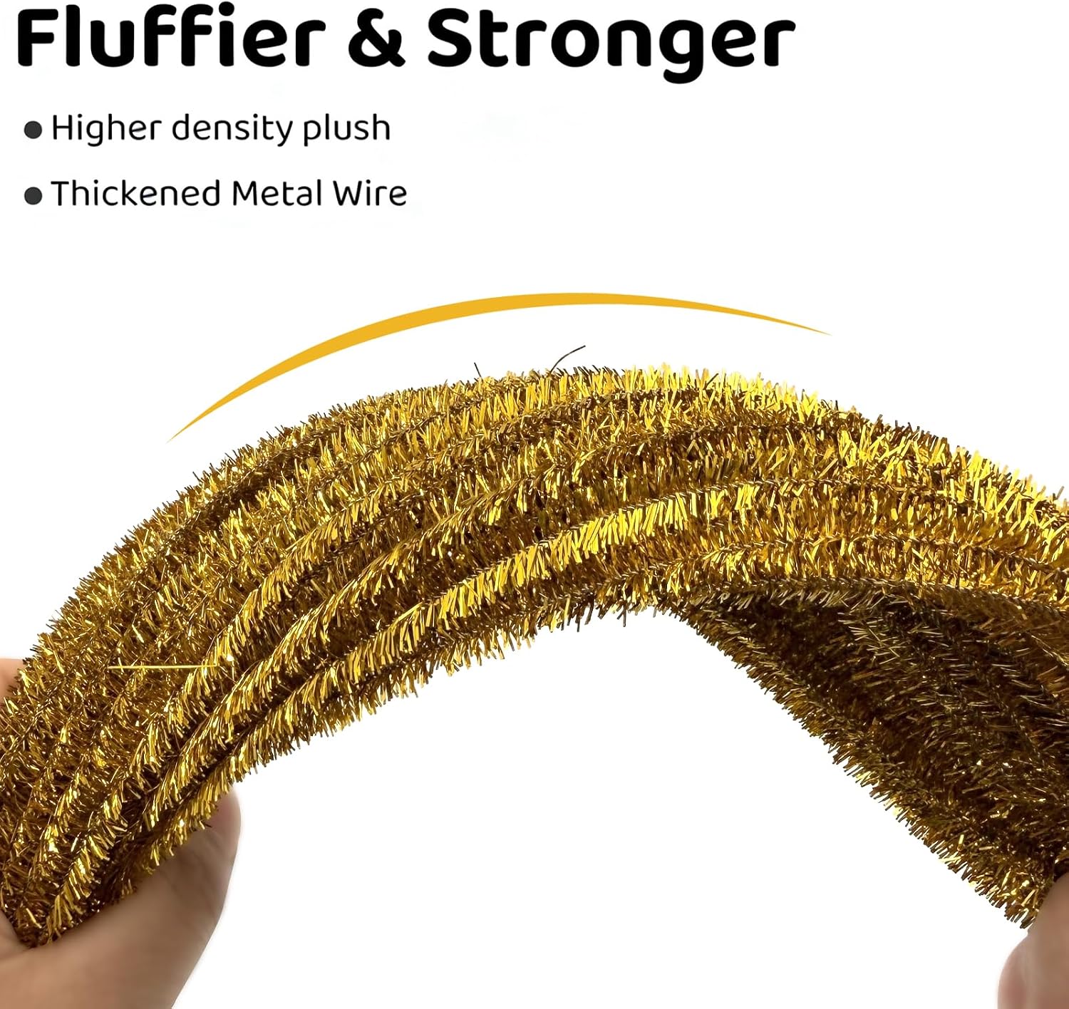Gold Pipe Cleaners,Glitter Gold Craft Pipe Cleaners,200pcs Supplies for Home DIY Handmade Arts,Arts and Crafts for Kids Ages 6-8,Glitter Pipe Cleaners for Festivals DIY Decorations,Christmas Decor image 3