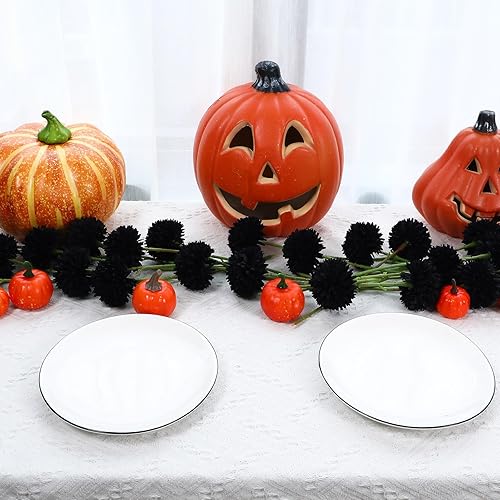 Miniatura 5 de Xunyee 30 piezas de flores negras artificiales de Halloween con tallos de 2.76 pulgadas, flores negras grandes de imitación de seda sintética, bola