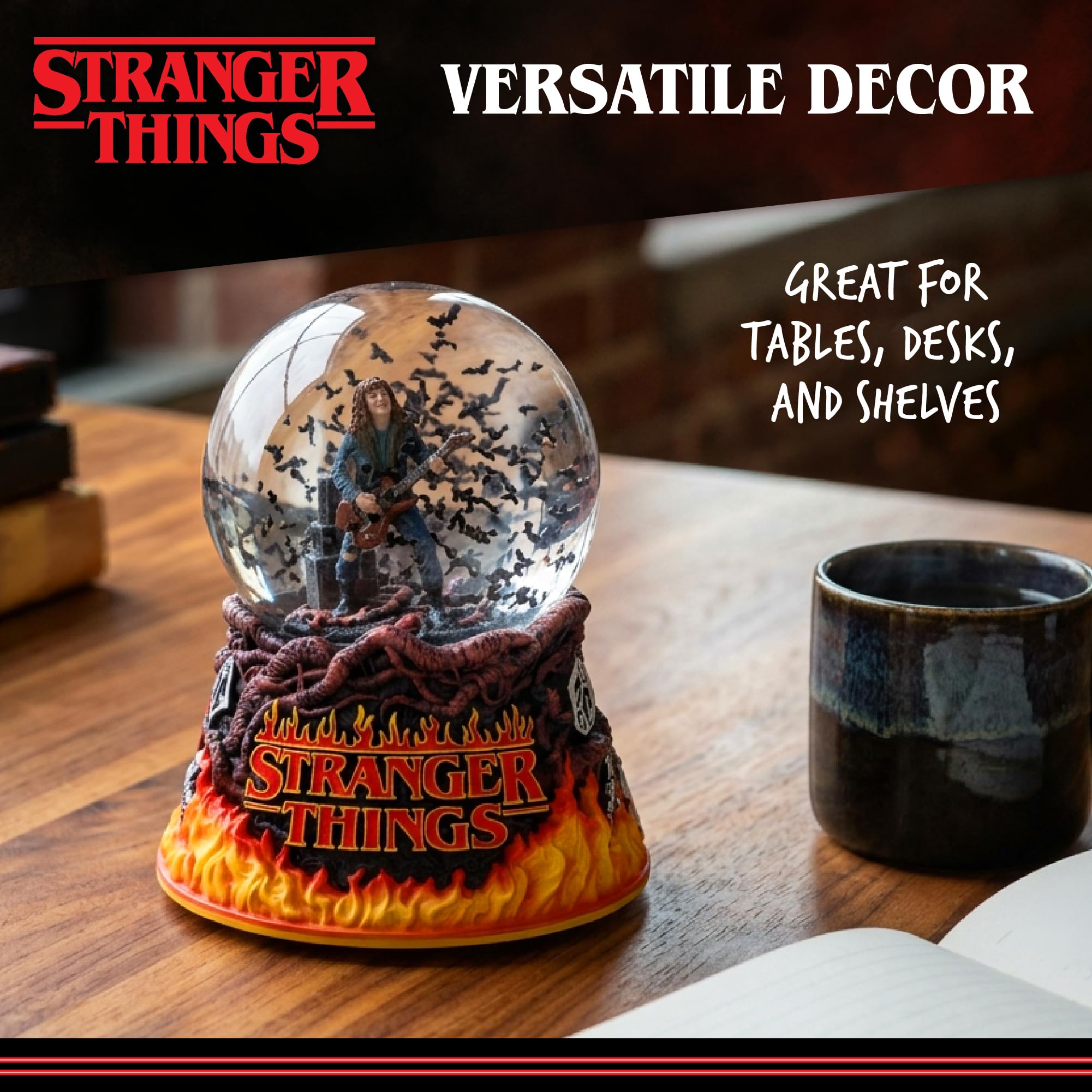 Nemesis Now Stranger Things Eddie's Sacrifice Boule à neige – Sous licence officielle Eddie Munson scène de guitare Hellfire Club Collectible, 14,5 cm