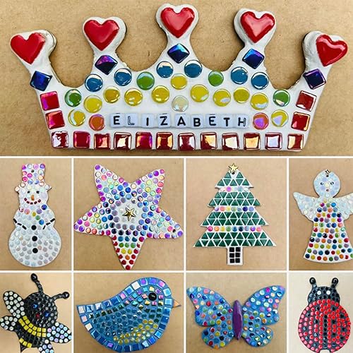 Miniatura 3 de Wq Warmqing Azulejos de mosaico de vidrio de caramelo para manualidades,Piezas de vidrio de mosaico de cabujón,Azulejo de vidrieras de 7.05 oz para