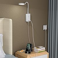 Vista 3 de LED Wall Mount Light with Remote Control for Reading Books in Bed, White Flexible Bedside Reading Lamp for Bedroom, Stepless Dimmable, 3X Lighting