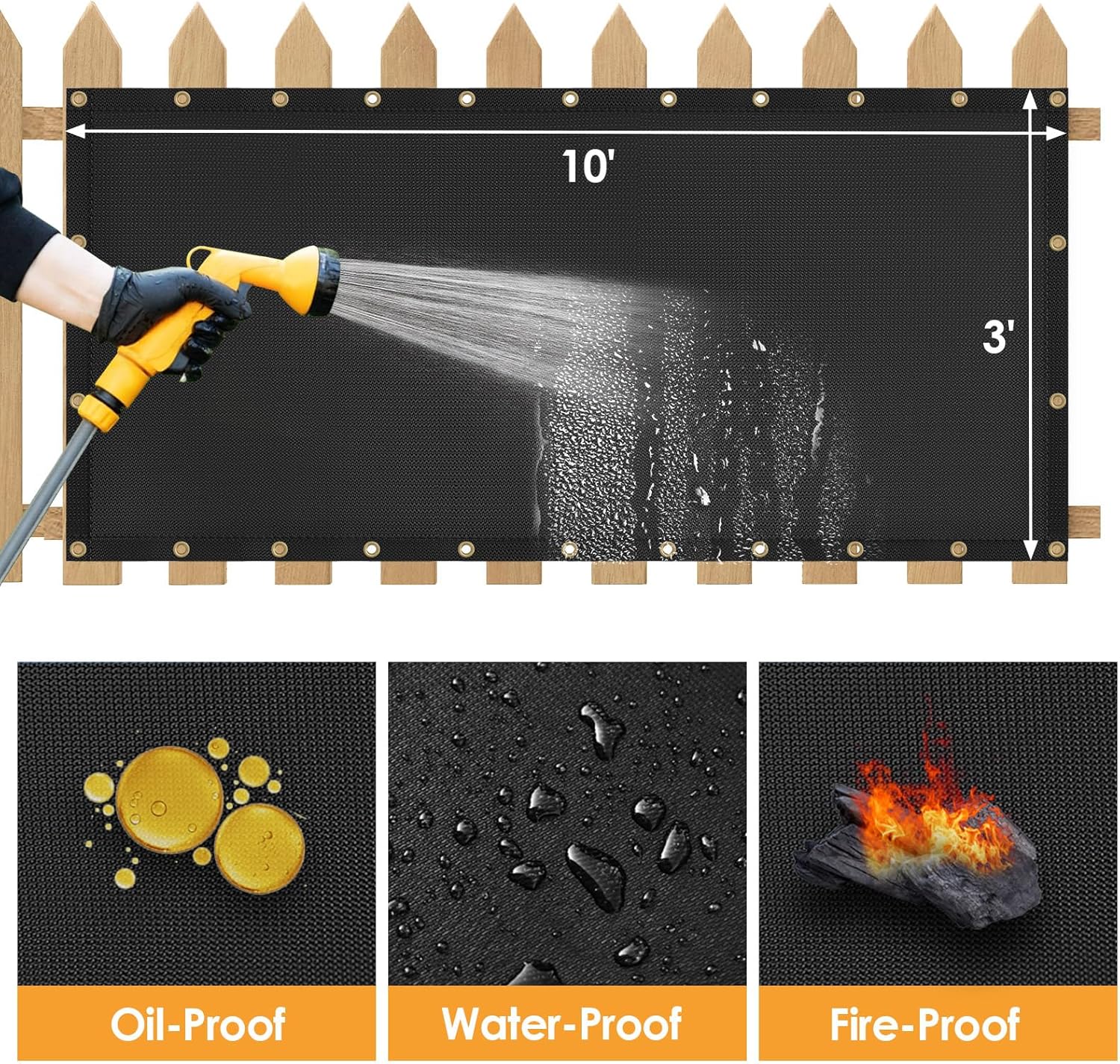 3'x10' Fireproof Heat Shield for Wall Behind Grill Protect Deck Fence from Grill Heat, Heat Shield for Wood Stove, Stove Wall Protector Fridge, BBQ Grill Mat Accessories Compatible with Blackstone