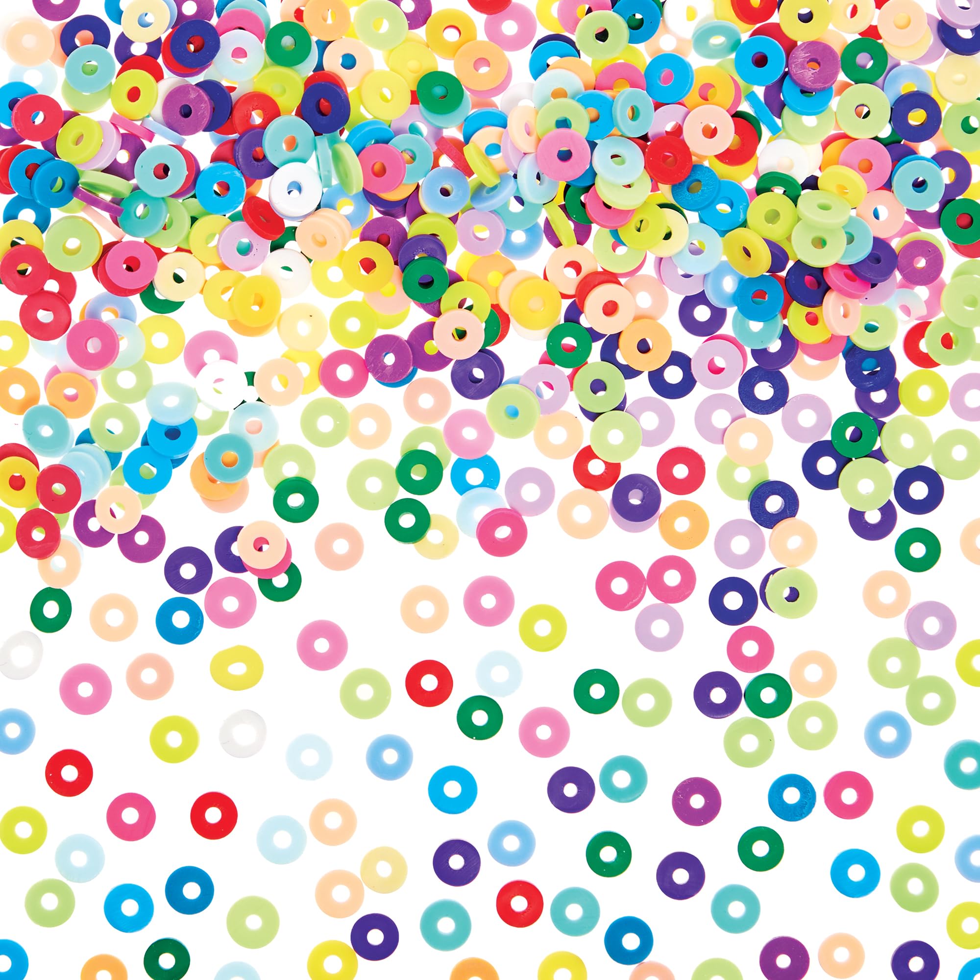 Baker Ross FN220 Flat Colourful Beads - Pack of 3600, Polymer Bead Jewellery Making Accessories for Kids, Friendship Bracelet Making