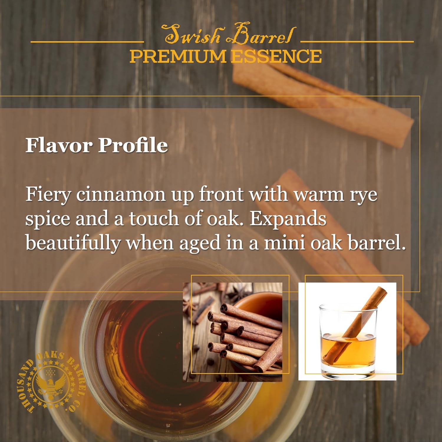Cinnamon Whiskey Flavoring Essence (5 Pack), Liquor Flavor Refill Packet for Bootleg Kits & Barrel Aging, Swish Barrel Premium Extract for Cocktails, Mixology & Moonshine Distilling, 5 x 20ml (.65oz)