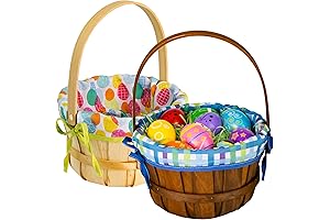 JOYIN 2 Pcs Easter Natural Woven Woodchip Basket with Lining