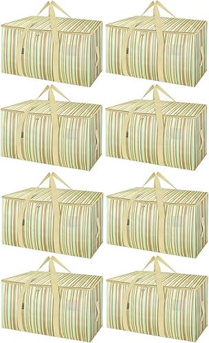 BALEINE - Paquete de 8 bolsas de mudanza extragrandes, con asas reforzadas, bolsa de almacenamiento resistente para ropa, suministros de mudanza