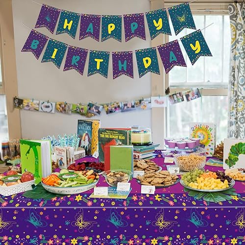 Miniatura 7 de 4 manteles de fiesta de película, cubierta de mesa de plástico con mariposa, mantel rectangular de mariposa mágica para niños, suministros