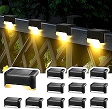 Solpex Solar Fence Lights, 12 Pack Garden Solar Deck Lights for Outdoor, Waterproof for Outdoor Stairs, Step, Fence, Yard, Patio, Pathway(Black Warm White)
