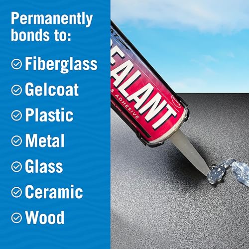 Miniatura 5 de Sellador y adhesivo marino, calafateo impermeable de grado marino, sellador de agua de alta temperatura para barco, automóvil, RV, sin silicona, 1