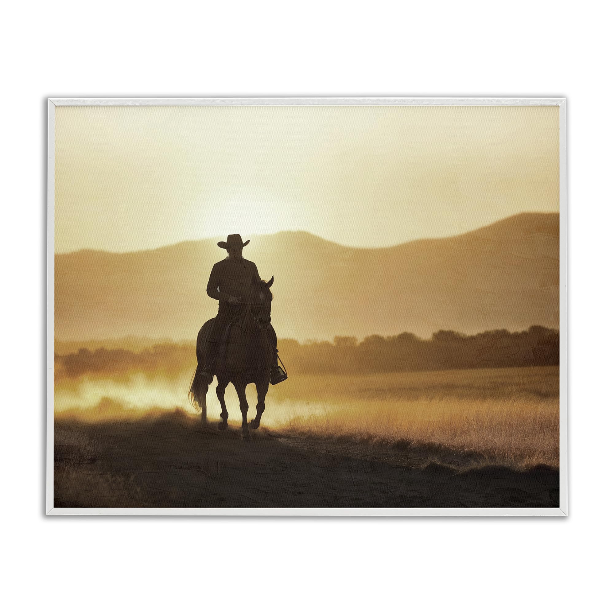 Stupell Industries 'Cowboy's Ride Home', Framed Giclee Art, White, 30 x 24 Inches, Easy to Hang and Sturdy, Made in USA, by Kim Allen