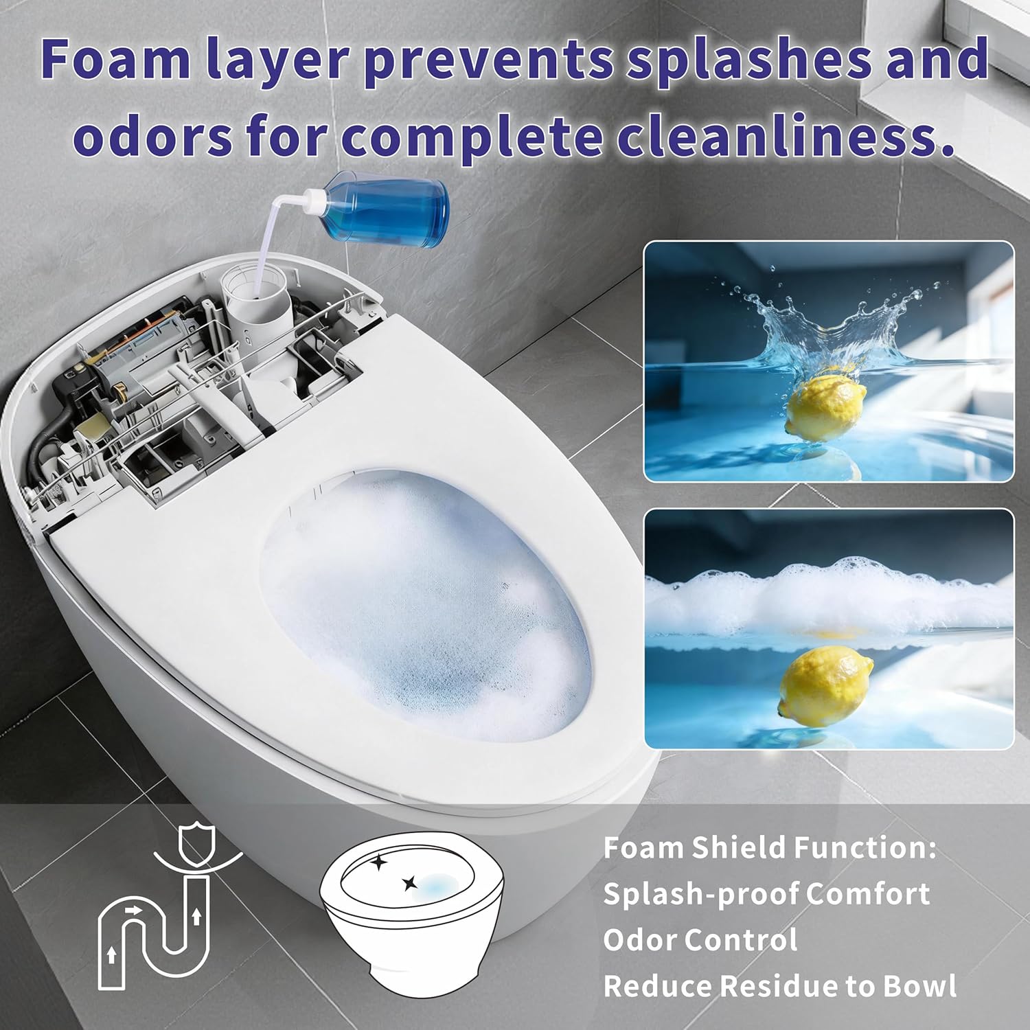 Luxury Smart Toilet, 1000 Gram MaP Flush Score, Auto Open/Close Lid, Heated Seat, Warm Water Wash & Dryer,Elongated Electric Toilet with ADA Comfort Chair Height,Foam Dispenser,UV-C light