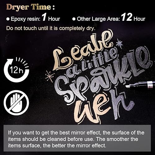 Vista 6 de LET'S RESIN Marcadores metálicos cromados de espejo líquido, brillo reflectante, área de aplicación más grande de 0.079 a 0.197 pulgadas