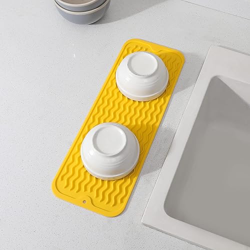 Miniatura 1046 de Tapete de silicona para secado de platos para múltiples usos, fácil de limpiar, ecológico, resistente al calor, tapete de silicona para encimera