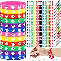Vista 1 de Harloon Juego de 120 pulseras de goma con estampado de patas, juegos de lápices, pulseras elásticas de silicona multicolor, pulseras elásticas