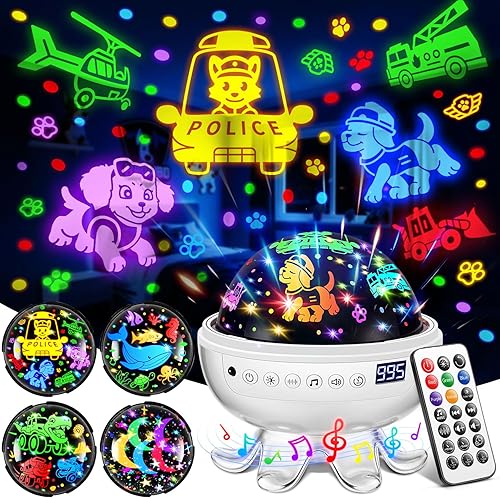 Kids Toys Puppy Projector│30 Soothing Sounds+4 Slides Sound Machine Baby Night Light Projector│93 Projections+31 Colors Puppy Toys for Boys Age