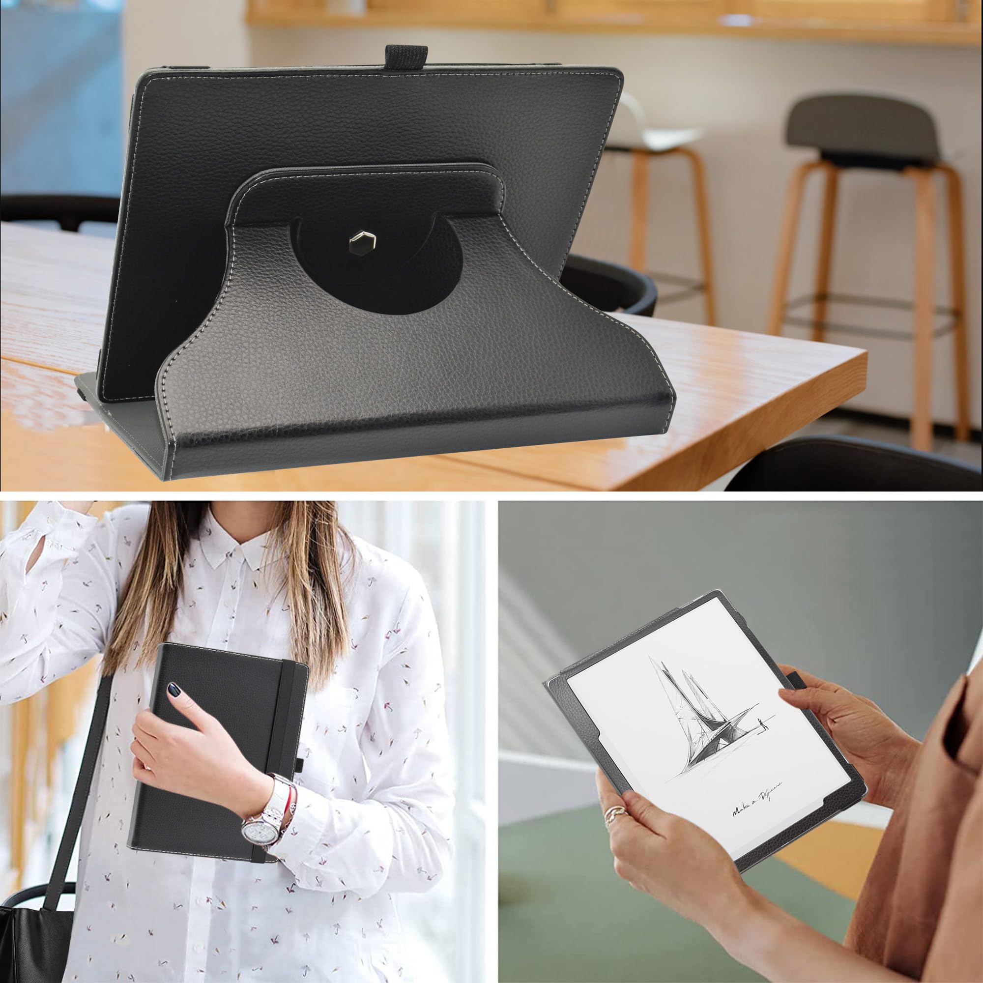 MAMA MOUTH For BOOX Tablet Go 10.3 Case,360 Degree Rotary Stand With Cute Pattern Cover For Boox Tablet Go 10 3 Epaper Cases Black - View #8
