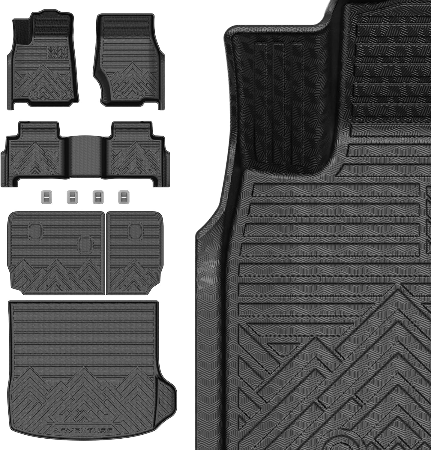 Mixsuper Floor Mat & Cargo Liner for 2022-2026 Jeep Grand Cherokee 5-Seater(WL Include 4xe, Not WK2 or WL75),All Weather TPE Floor Mats Protection for Cherokee Accessories,Full Set Anti-Slip Car Mats
