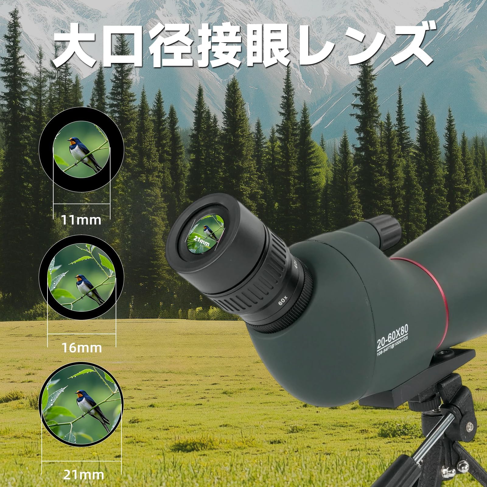 Amazon | BOSTRON フィールドスコープ 天体観測 IP65防水 20-60倍率