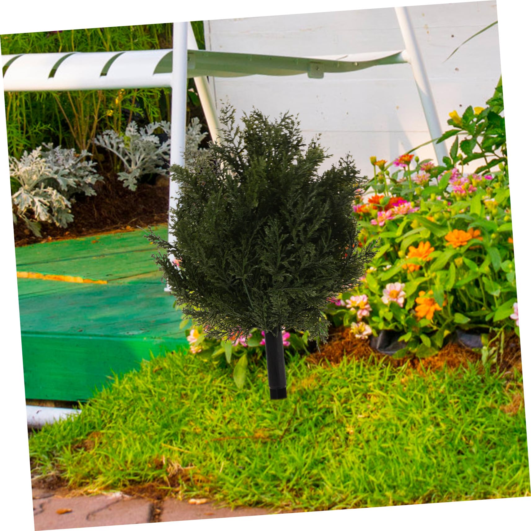 Zerodeko Künstlicher Zedernbaum mit Erdspieß Formschnittkugelförmiger Immergrüner Strauch für Veranda-innenhof-Dekoration Wetterfester Künstlicher Baum für Außenbereich