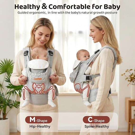 CoziBB Baby Carrier, 3-in-1 Cozy Baby Wraps Carrier with Air Cushion Waist Belt, Adjustable & Ergonomic Baby Carrier Newborn to Toddler for 7.7-33lbs, Toddler Carrier with Lock Belt, Storage Pocket