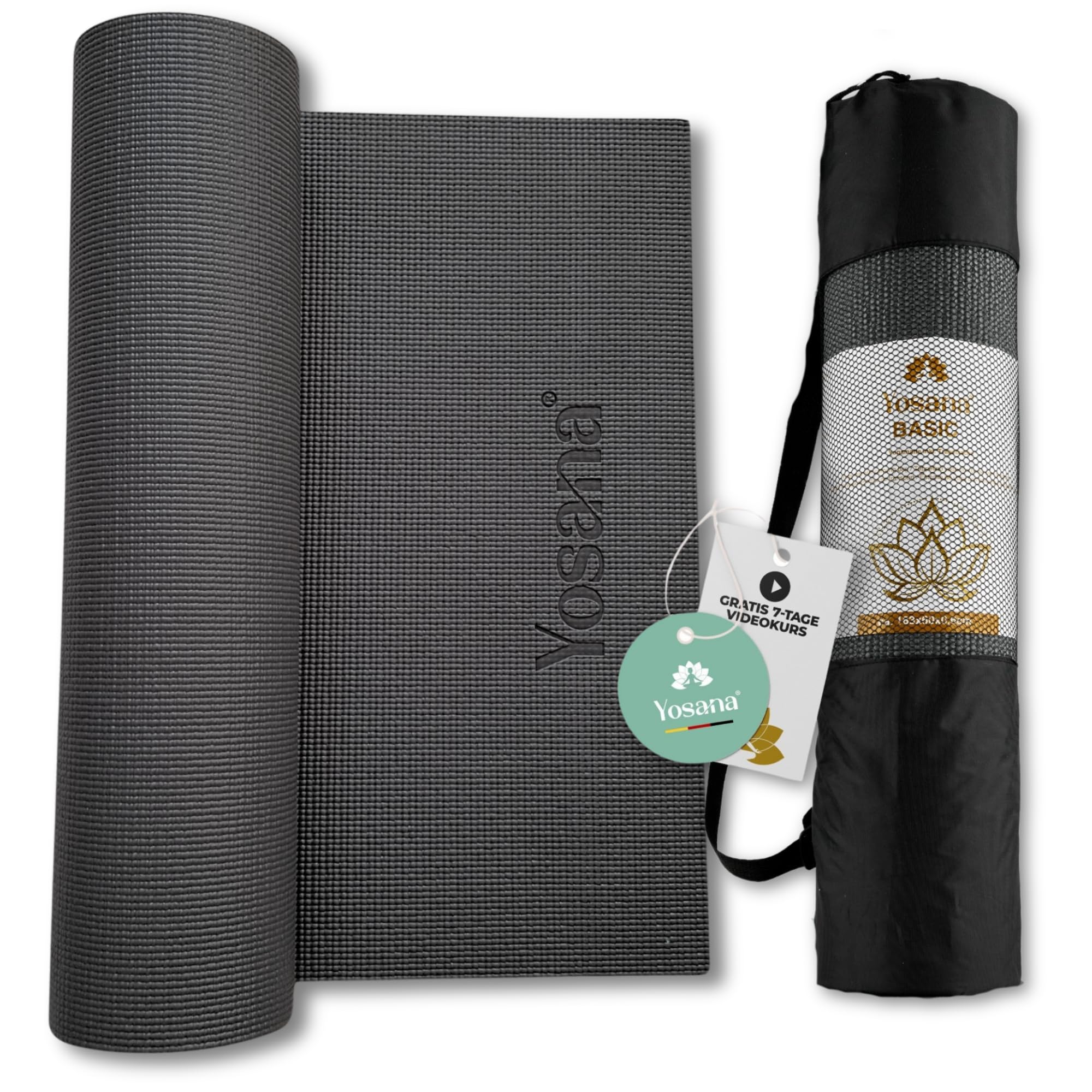 Yogamatte inkl. Tragetasche & Video Kurs I Yoga Matte rutschfest I weiche Gymnastikmatte I Sportmatte 183x60cm I Fitnessmatte I Pilatesmatte 6mm Dick