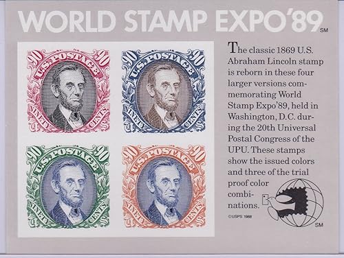 World Stamp Expo '89 Hoja de recuerdo 90 Cent US Postage Stamps NUEVO Scott 2433