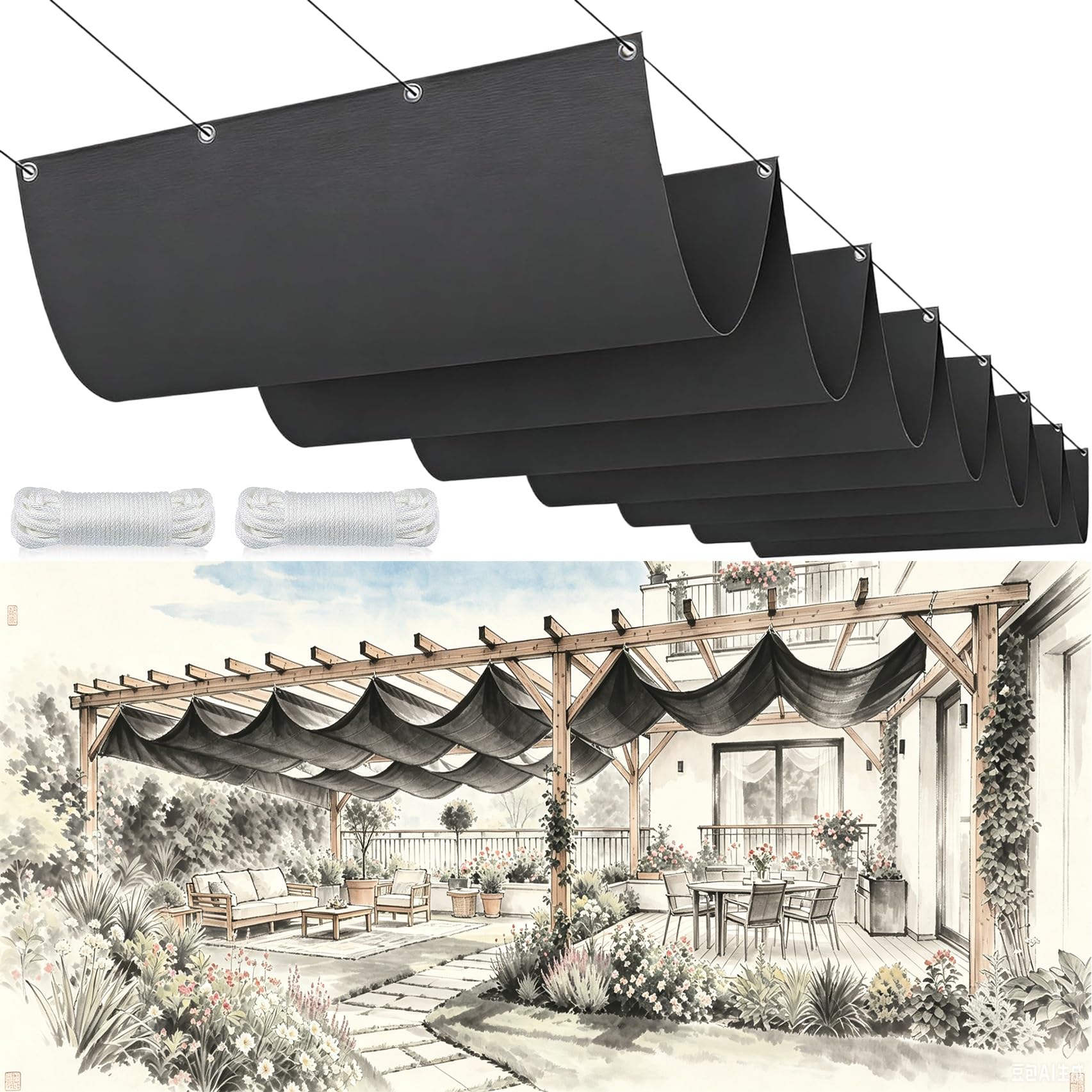 Voiles d'ombrage rétractable sur votre terrasse pour un repas au frais