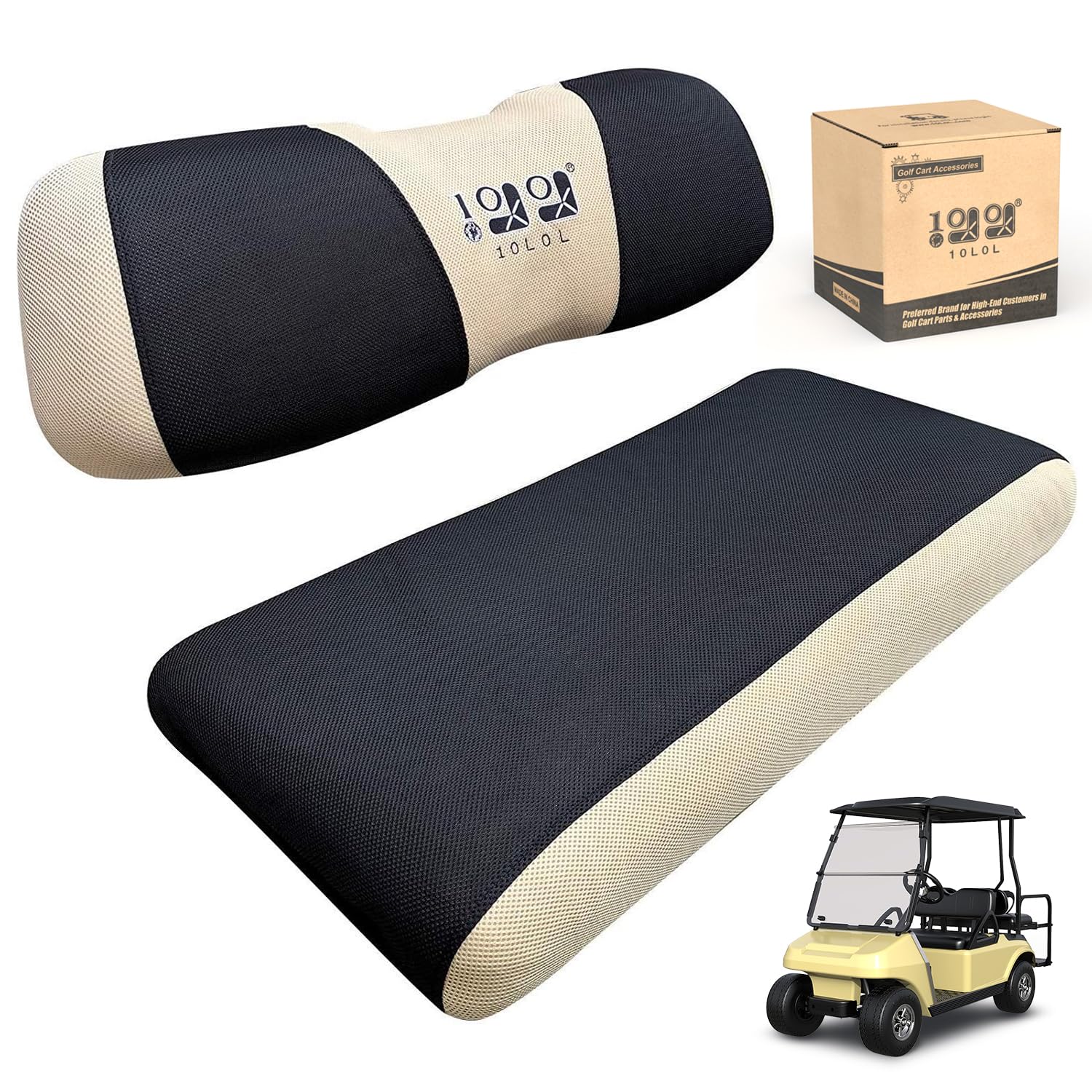 10L0L Golfwagen-Sitzbezug aus Netzstoff, passend für Yamaha Club Car Precedent 2-Sitzer, Schwarz