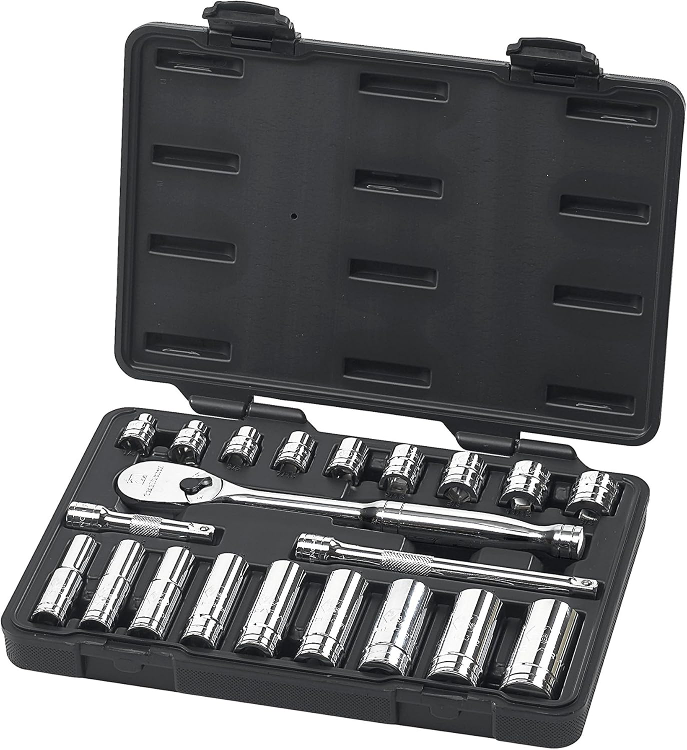 GEARWRENCH 57 Pc. 3/8" Drive 12 Pt. Mechanics Tool Set, Standard & Deep, SAE/Metric - 80551
