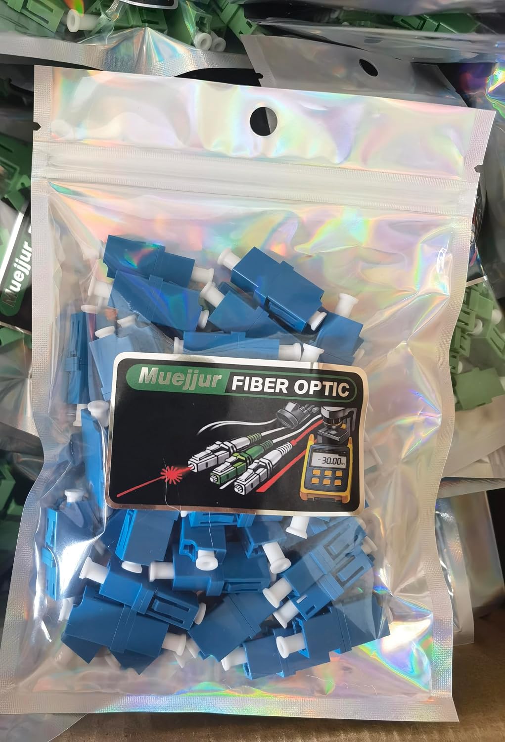 LC Coupler Tin -50 Pack - Single Mode LC Fiber Couplers Set. LCUPC Fiber Adapters are Pre-Cleaned & Extend LCUPC Optical Cables. Connects SM Simplex or Duplex Cables