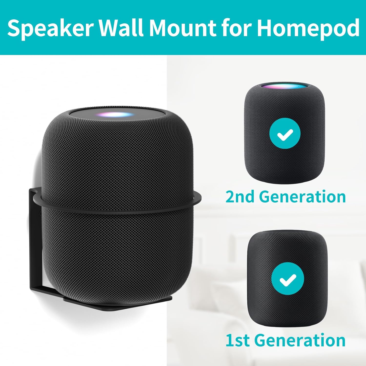 Heavy Duty Speaker Stand for Homepod 1 and Homepod 2 Stand and Wall Mount for Homepod Stand Easy to Install Floor Speaker Stands for HomePod 1st and 2nd Generation Speakers