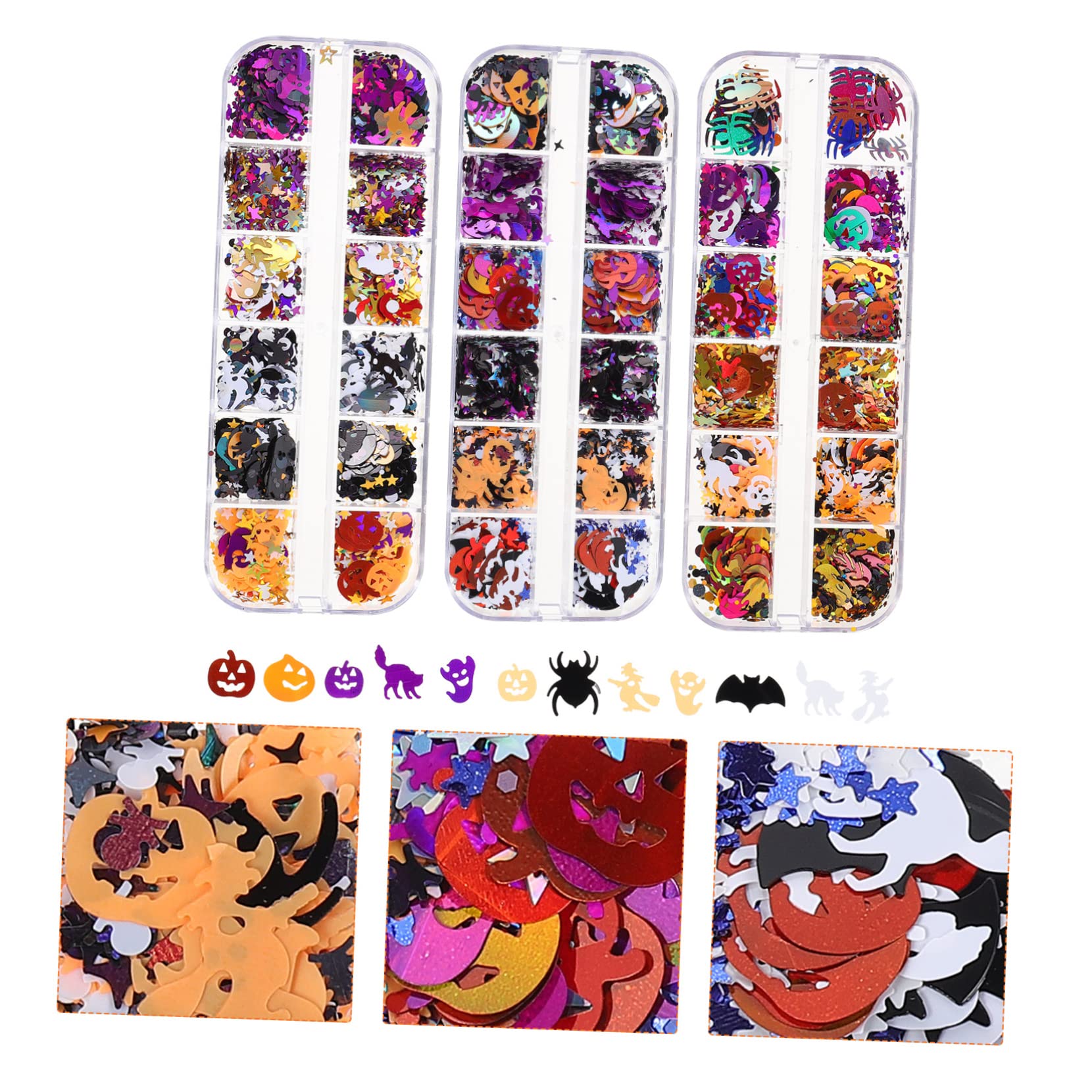 Didiseaon 4 Set Adesivi Per Unghie Di Halloween Gemme Appiccicose Parà Neon Tagliaunghie Adesivo Per Unghie Tavolozza Glitter Pennelli Per Unghie Robaccia Gel L'animale Domestico 3 Scatole*4