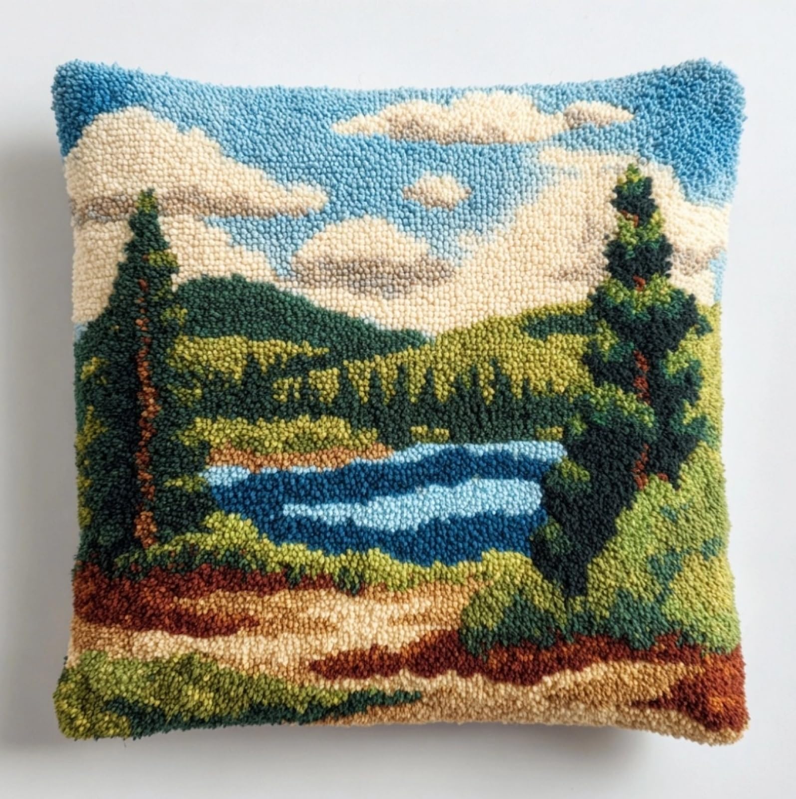 Wallustrioaw Forest Lake View Latch Hook Cushion Kits For Adults,