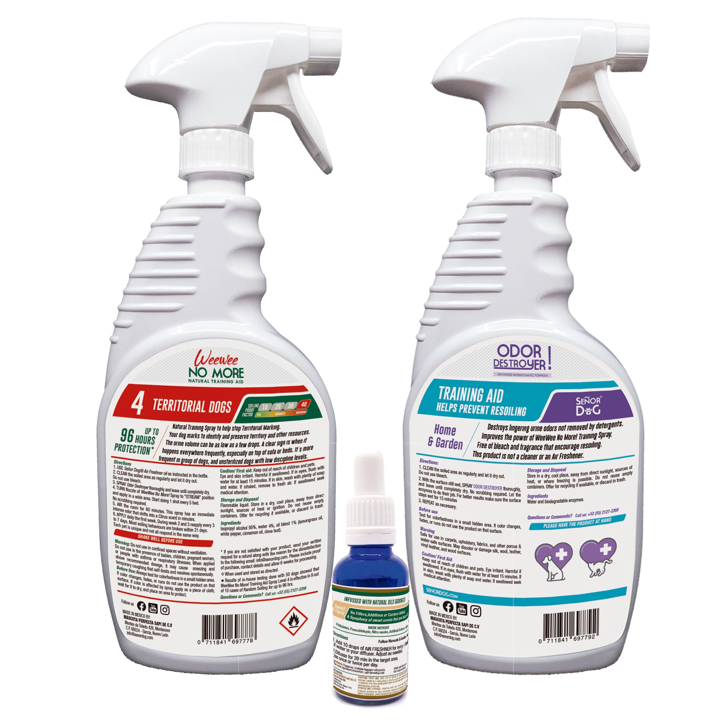 Señor Dog™ WeeWee No More! Territorial Dogs Kit (Level 4). Dog Training Spray for Indoor use. Pet Safe Formula