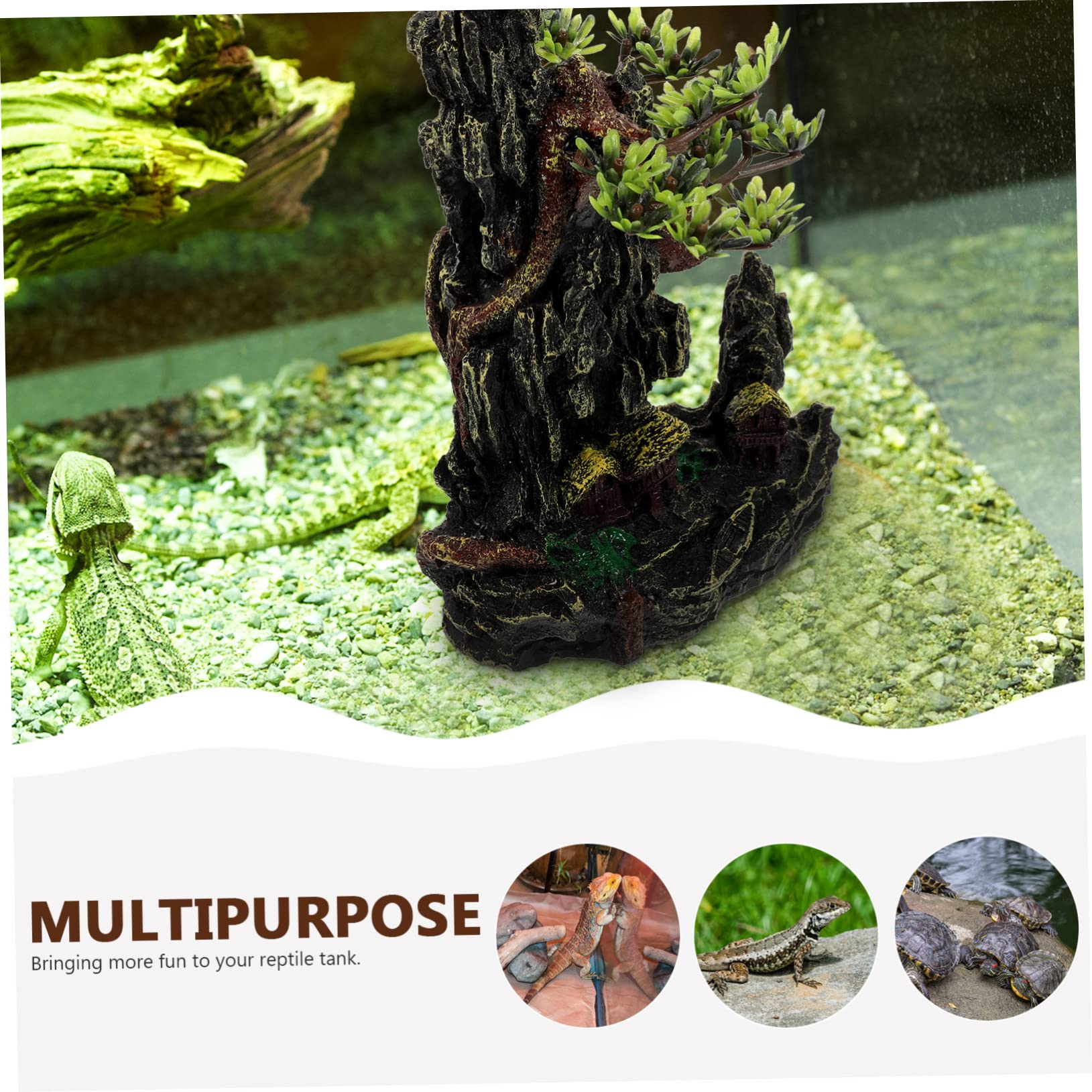 Árbol de Resina Decorativo para Terrario de Reptiles Rama Estable y Resistente Adecuado para Hábitat de Ranas y Tanque de Reptiles
