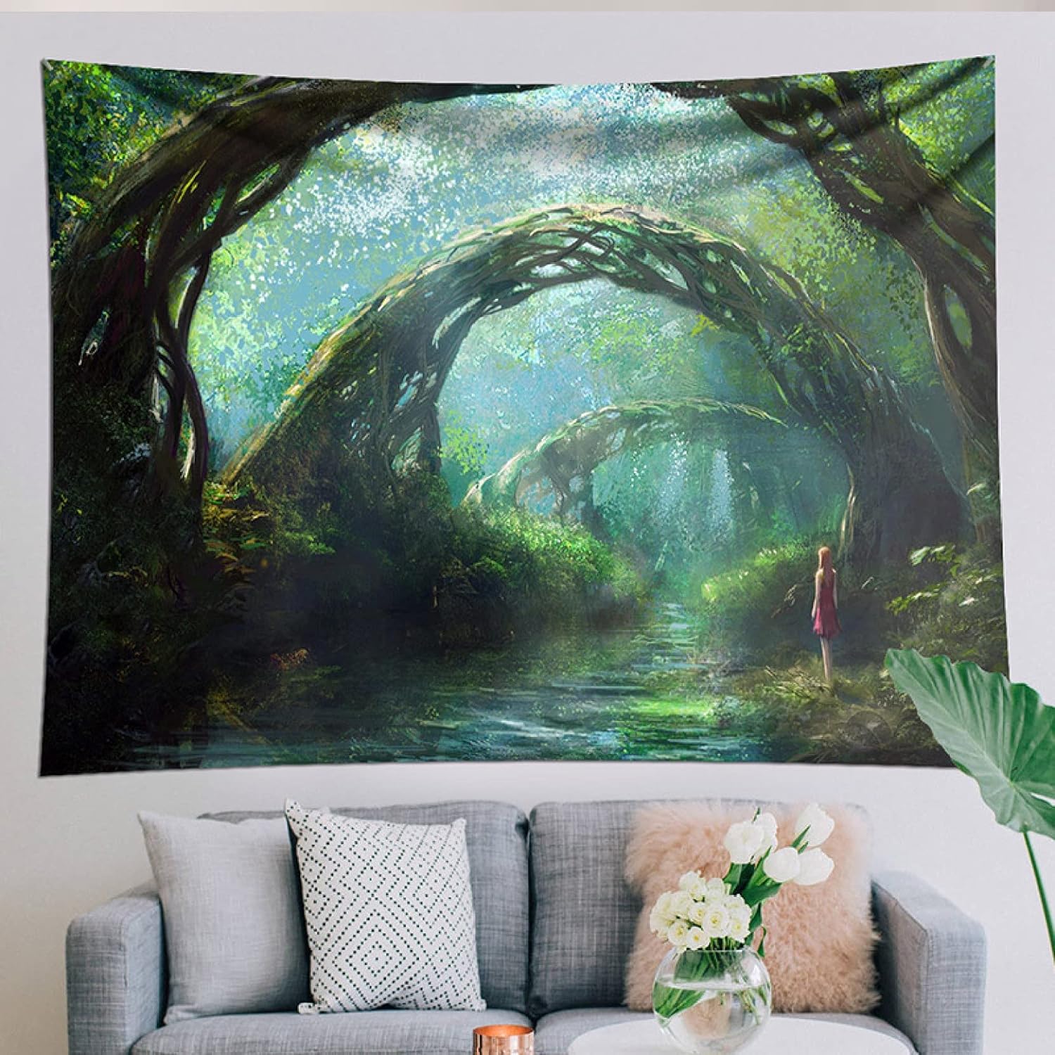 森タペストリー 木 花柄壁掛けタペストリー 自然風景タペストリー タイプ 大判布ポスター 部屋 窓 模様替え インテリア飾り ファブリック装飾用品 風景画タペストリー 150 100cm おしゃれ モダンなアート 客間 子供部屋 本物品質の