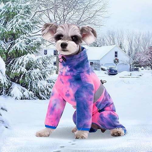 Miniatura 4 de Abrigos para perros pequeños, pijamas de forro polar para perros pequeños y medianos, chaqueta de invierno para perros, mamelucos de teñido anudado,