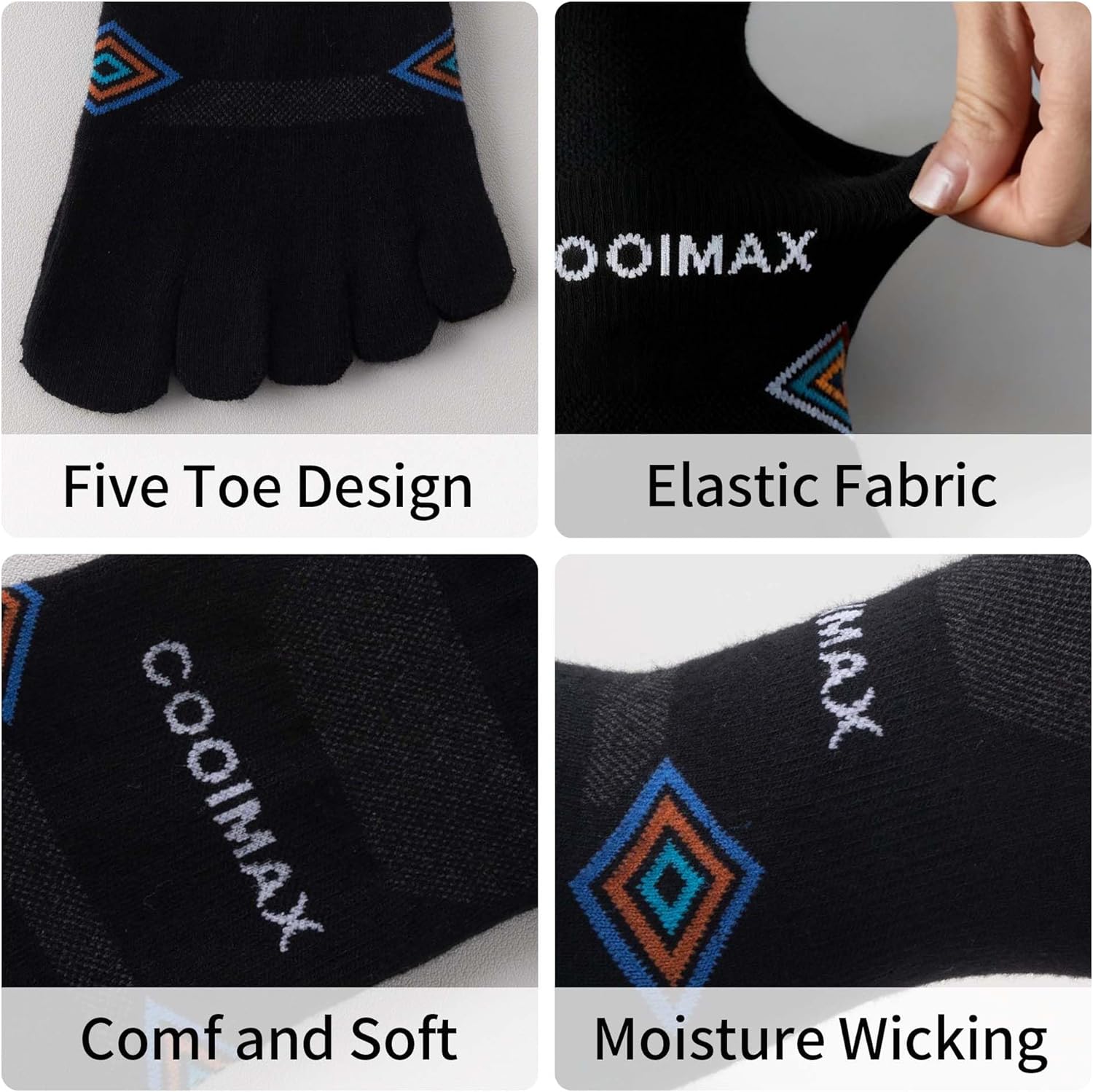 Toe Sock for Men&women Coolmax Athletic Breathable Socks 3pcs Five Finger Socks - Image 4