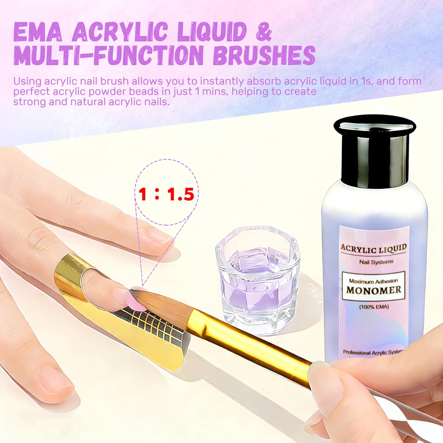 Acrylic Nail Kit for Beginners with Everything: Acrylic Powder Liquid EMA Monomer Set French Tips Full Tools Home DIY Starters (Set H02)