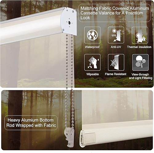 Miniatura 3 de Persilux Persianas solares enrollables de tamaño personalizado, filtran la luz, 5 % de apertura, vista a través de control de deslumbramiento,