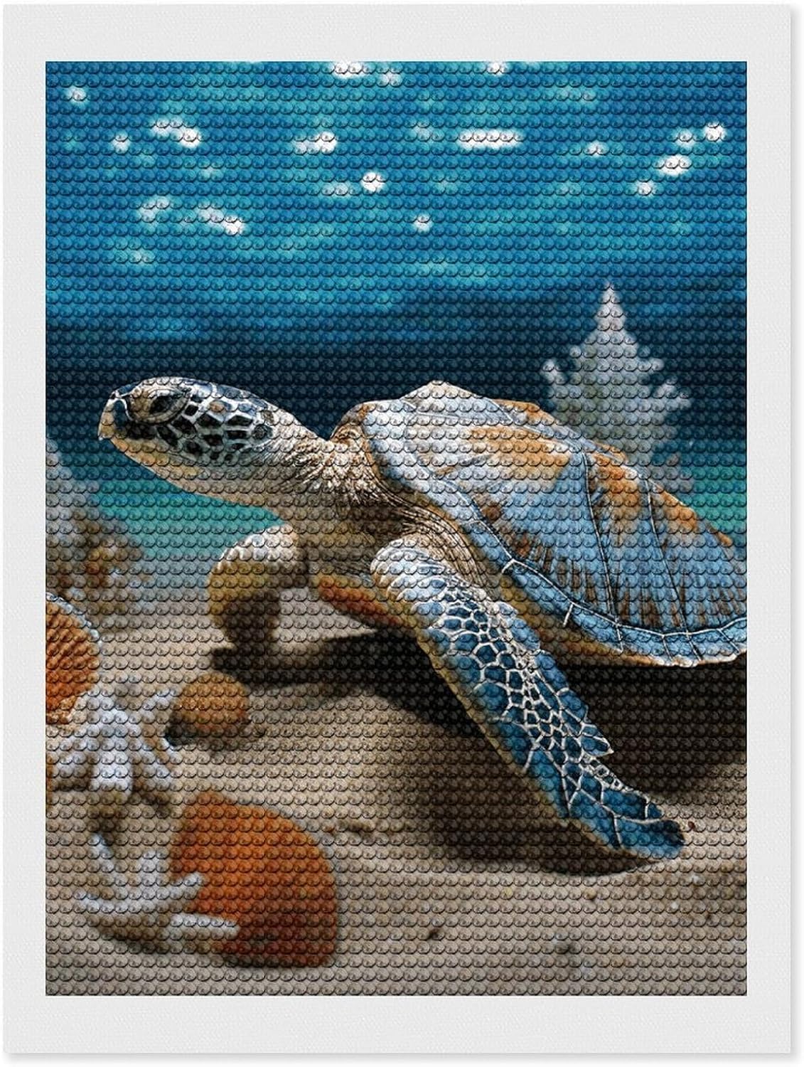 YKLBV Diamond Art Kits for Adults Diamond Painting Kits for Adults DIY Paint with Round Full Drill Diamonds Paintings Sea Conch Shell Starfish Turtle Gem Art for Home Wall Decor Gift