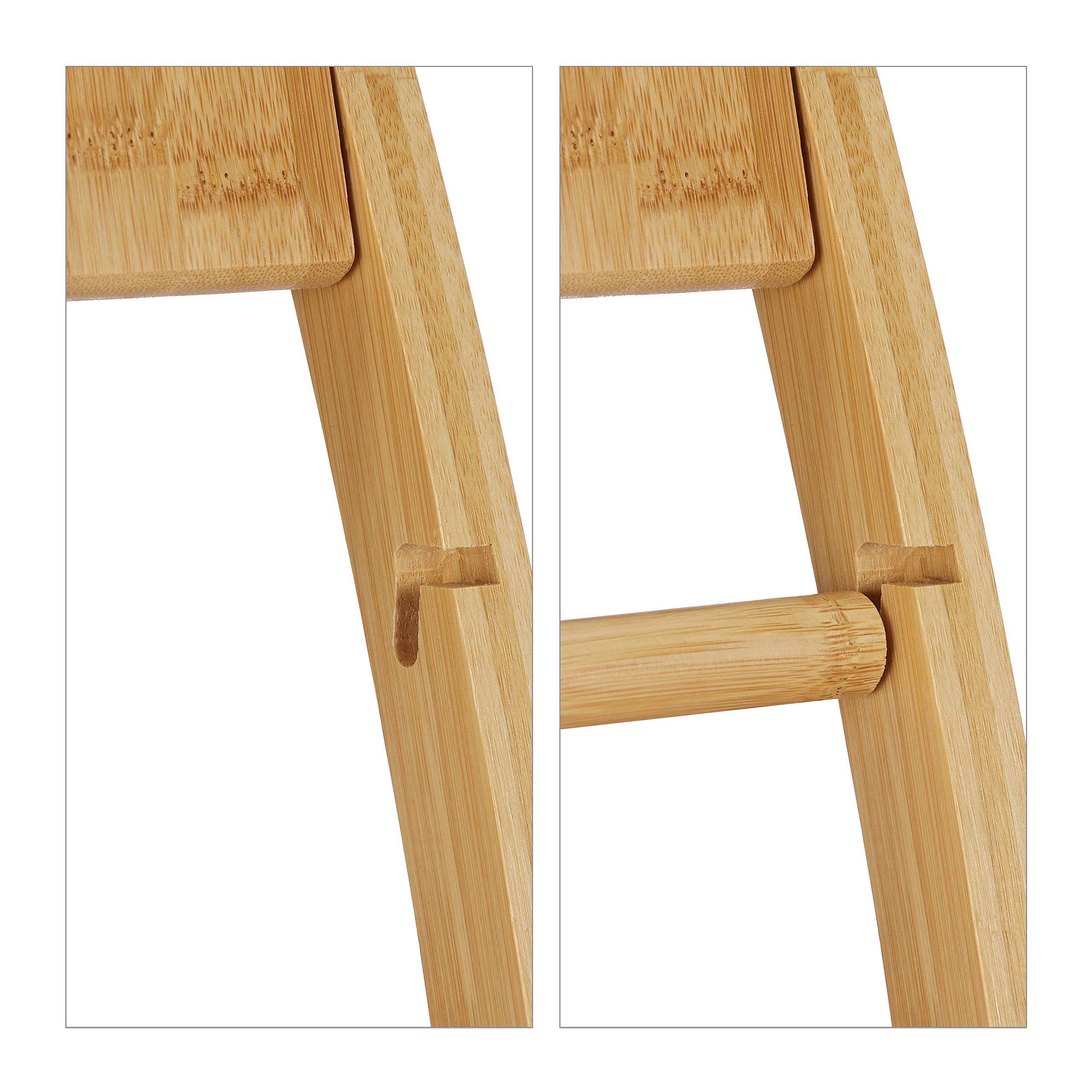 Relaxdays Escobillero Portarrollos de Pie, Bambú, Acero Inoxidable, Set Cuarto de Baño, 74 x 20 x 20 cm, Natural