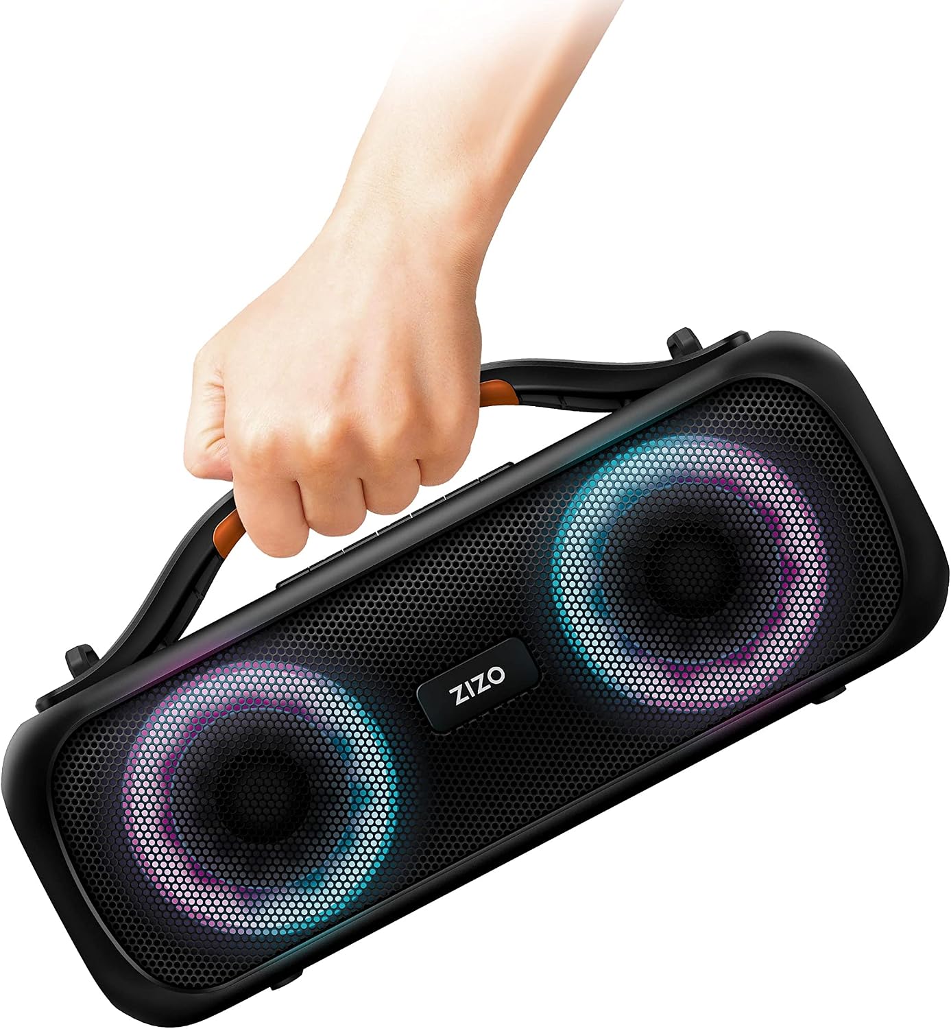 Hand holding the Zizo Roar Z3 speaker by its handle