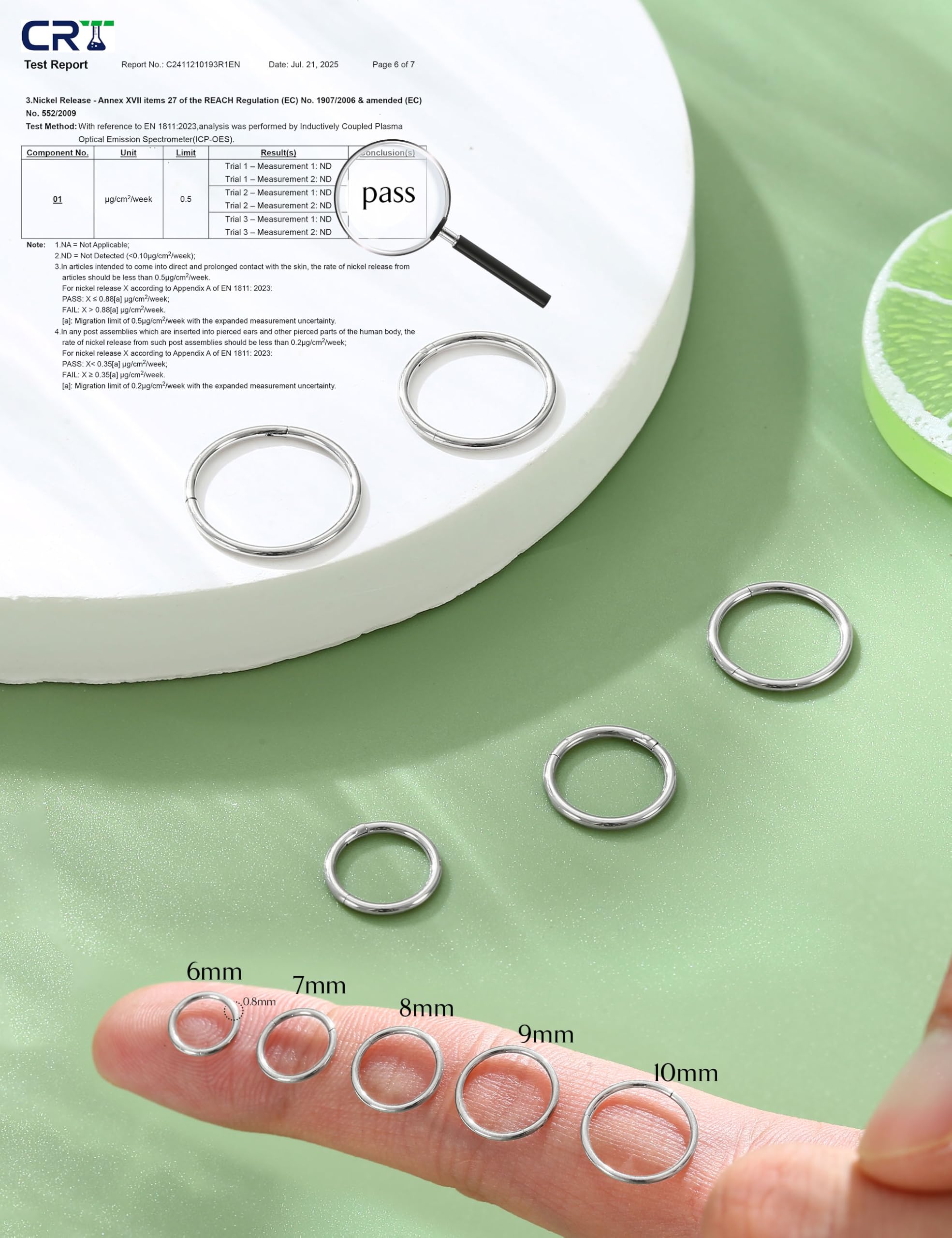 YADOCA 5 Piezas G23 Titanio Piercing Nariz Helix Piercing Hipoalergénico 20G/18G/16G Piercing Nariz Pendientes Conch Septum Tragus Piercings Oreja para Mujeres Hombres 6-10 mm