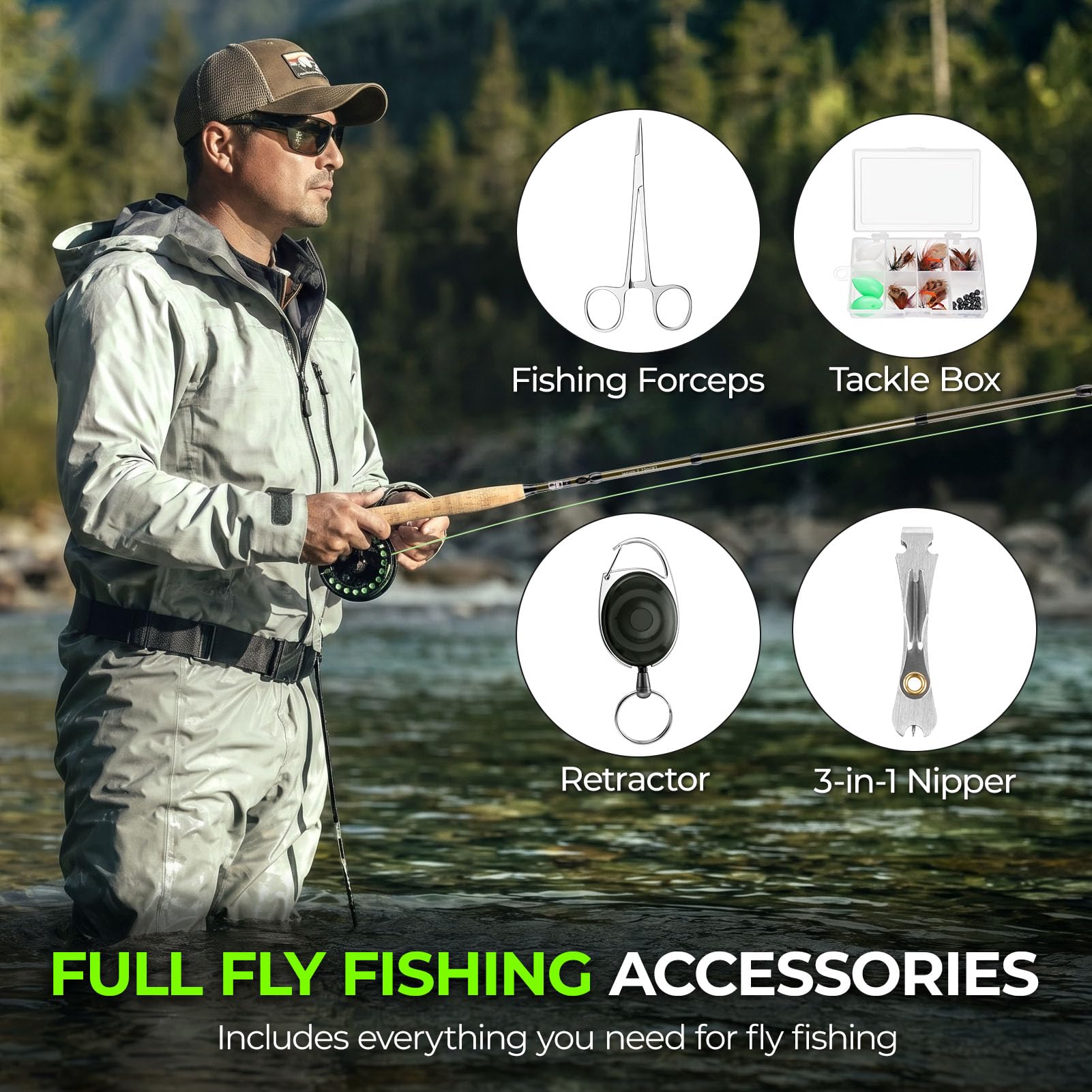 4 reel fishing gear Catch More Fish® Lake Pond Spincast Kit (Green)