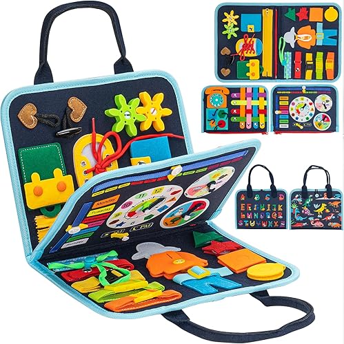 Miniatura 1 de Busy Board - Juguetes Montessori para niños pequeños, actividades en avión, juguetes sensoriales para niños, tablero sensorial educativo para