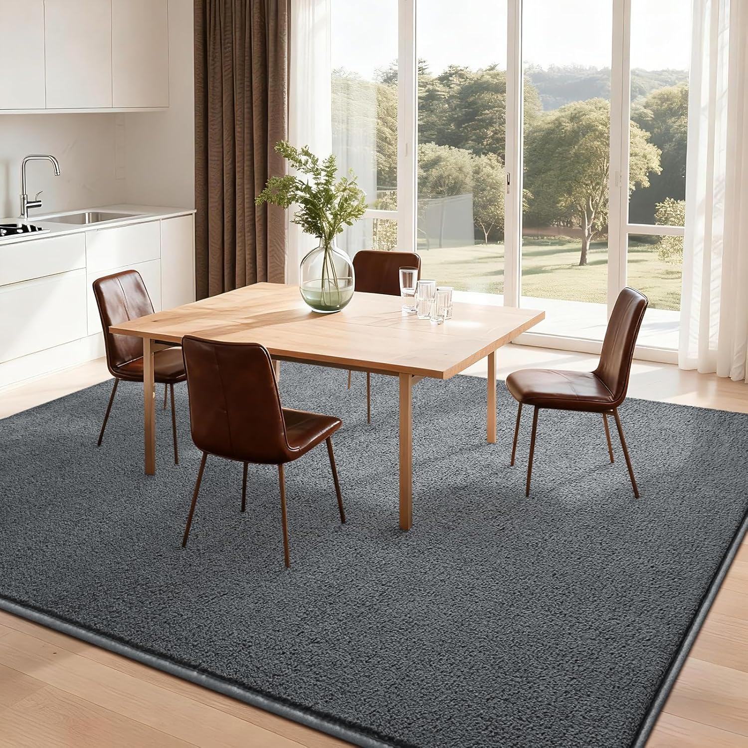 Nuttumico 4x6 Feet Area Rugs for Bedroom Living Room, Modern Soft Dark Grey Rug, Thickened Memory-Foam Indoor Carpet, Minimalist Carpets for Boys Girls, Non-Slip and Machine-Washable